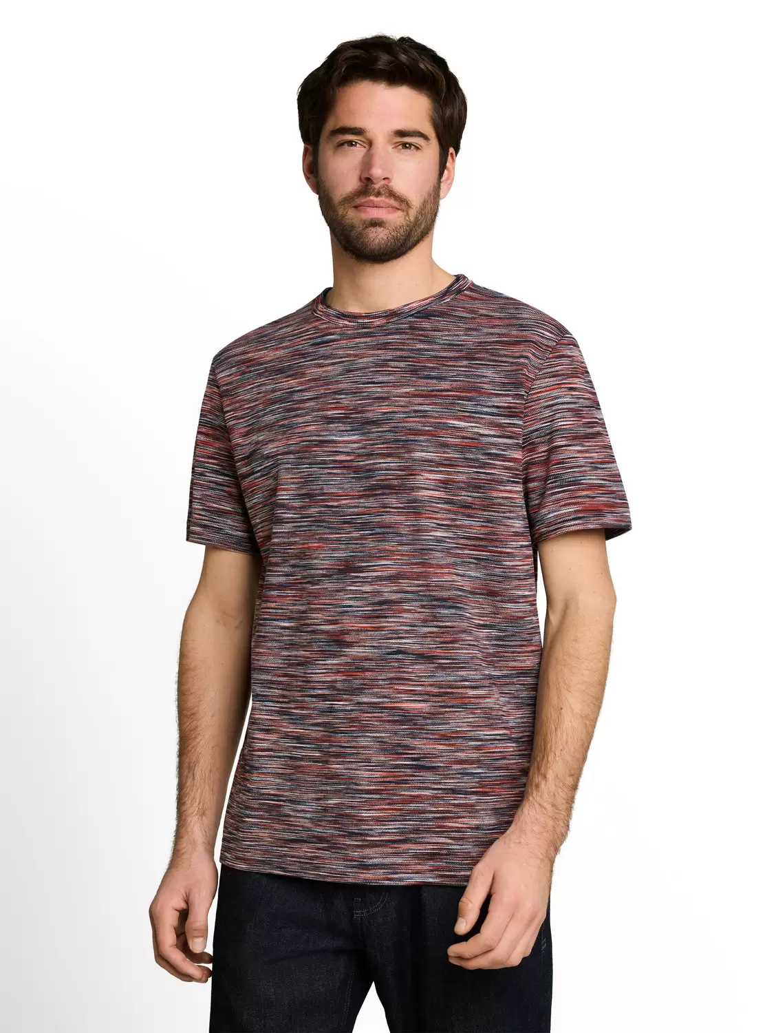 Piqué T-Shirt in Melange-Optik
