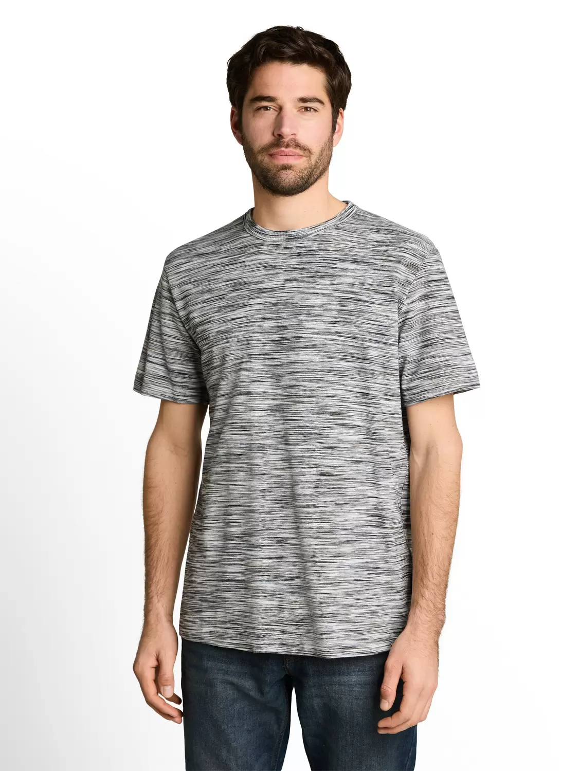 Piqué T-Shirt in Melange-Optik
