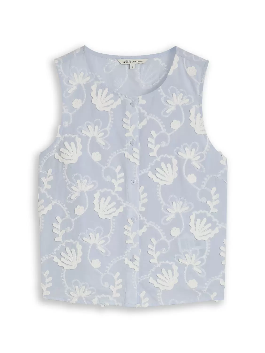 embroidered top with button pl