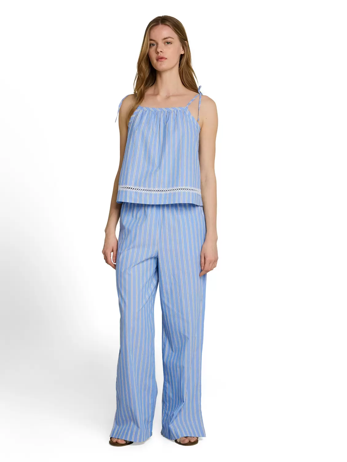 striped wide leg pants