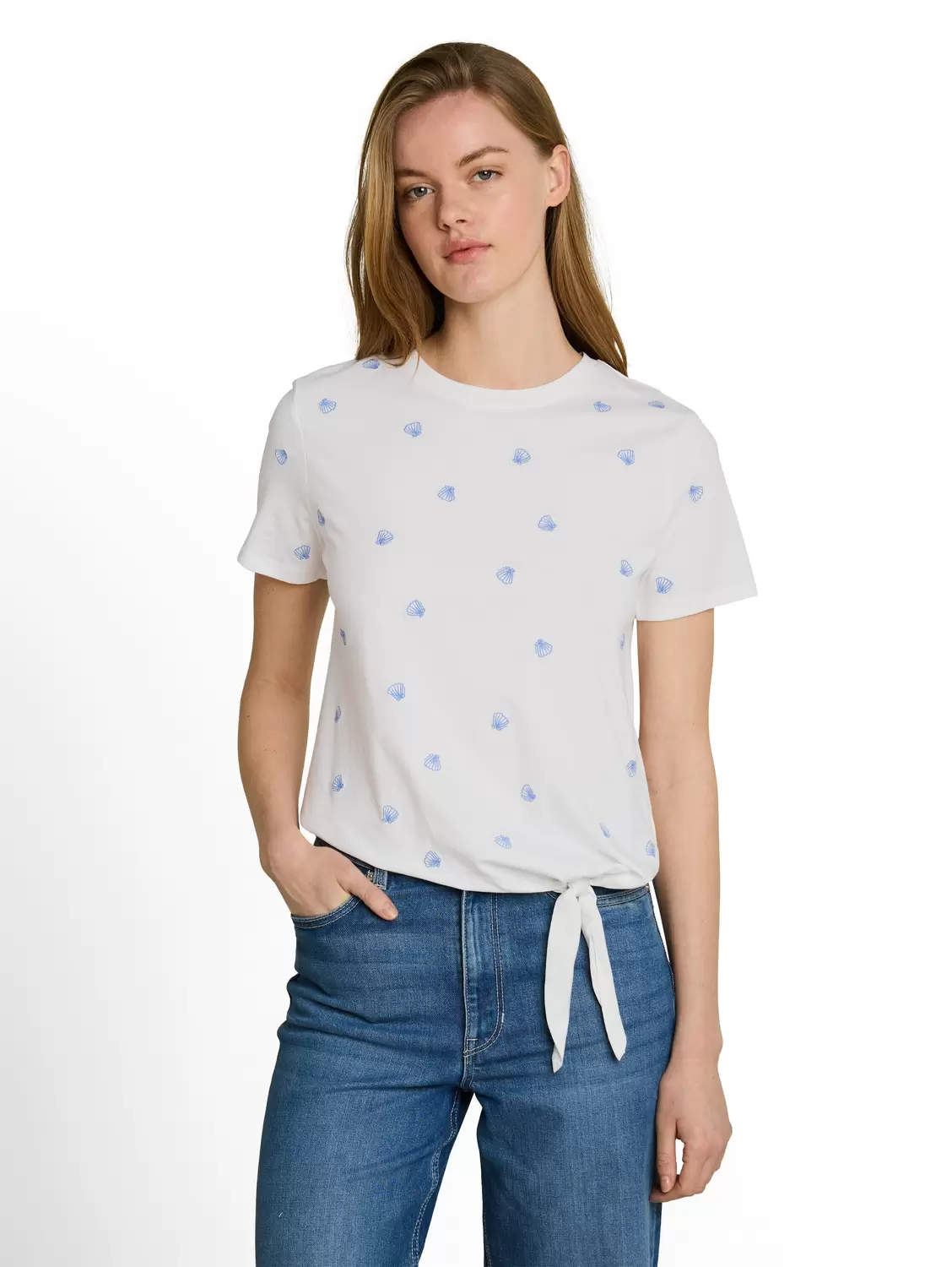knot T-shirt with embro