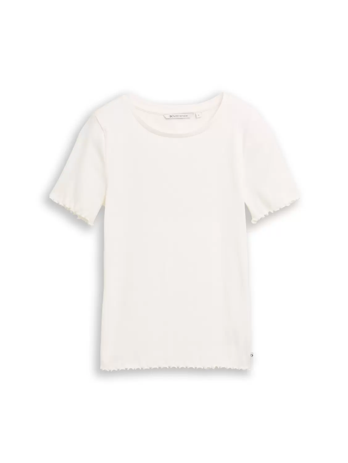 rib T-shirt with frill edge