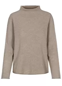 Stehbund-Pullover, 1/1 Arm,uni - 743/MOKKA MEL.