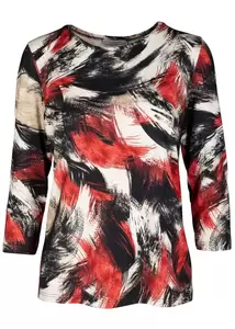 Rdh.-Shirt, 3/4 Arm, Druck - 445/BURGUNDY COMBO