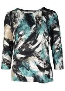 Rdh.-Shirt, 3/4 Arm, Druck - 545/OZEAN GRUEN COMBO