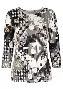 Rdh.-Shirt, 3/4 Arm, Druck - 800/GRAU COMBO