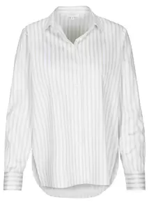 Bluse,1/1 Arm,Streifen,Schlitz - 202/SAND-WEISS