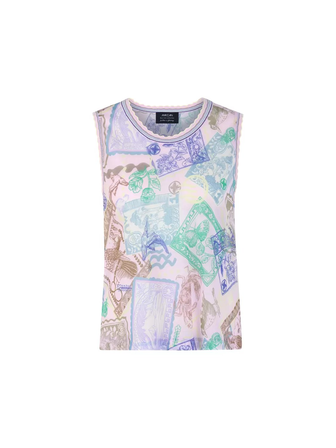 Ärmelloses Stricktop mit Stamps Print