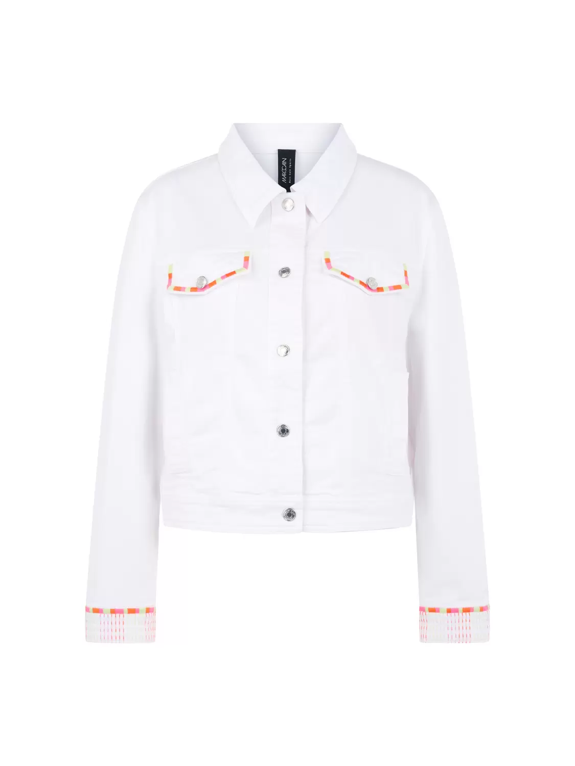 Jeansjacke mit bunten Stickereien