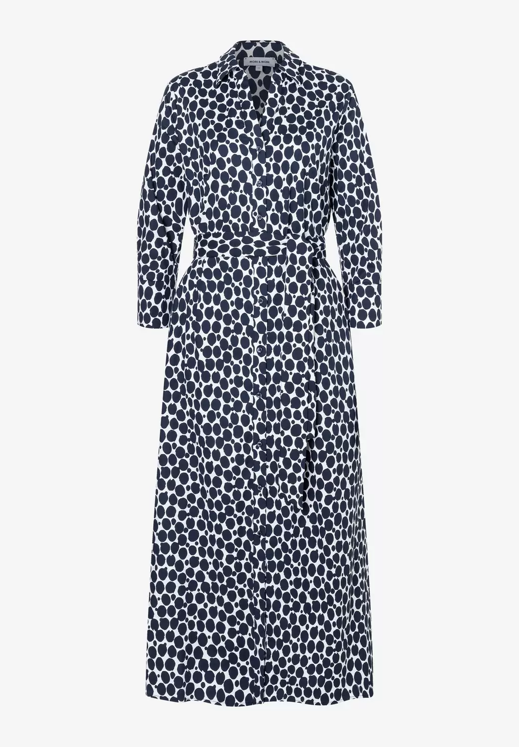 langes Hemdblusenkleid mit Tupfenprint