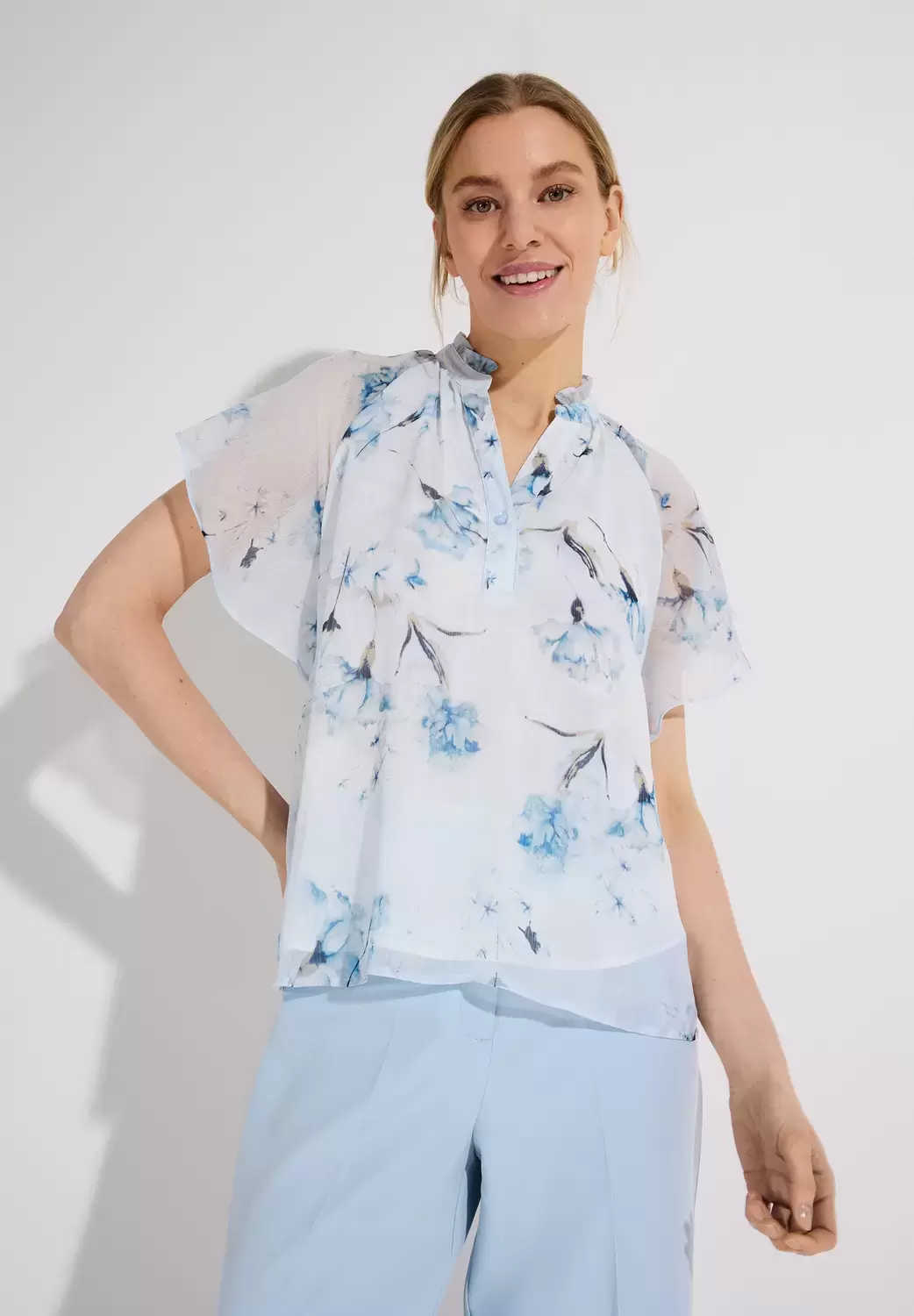 Printed Crinkle Chiffon Blouse