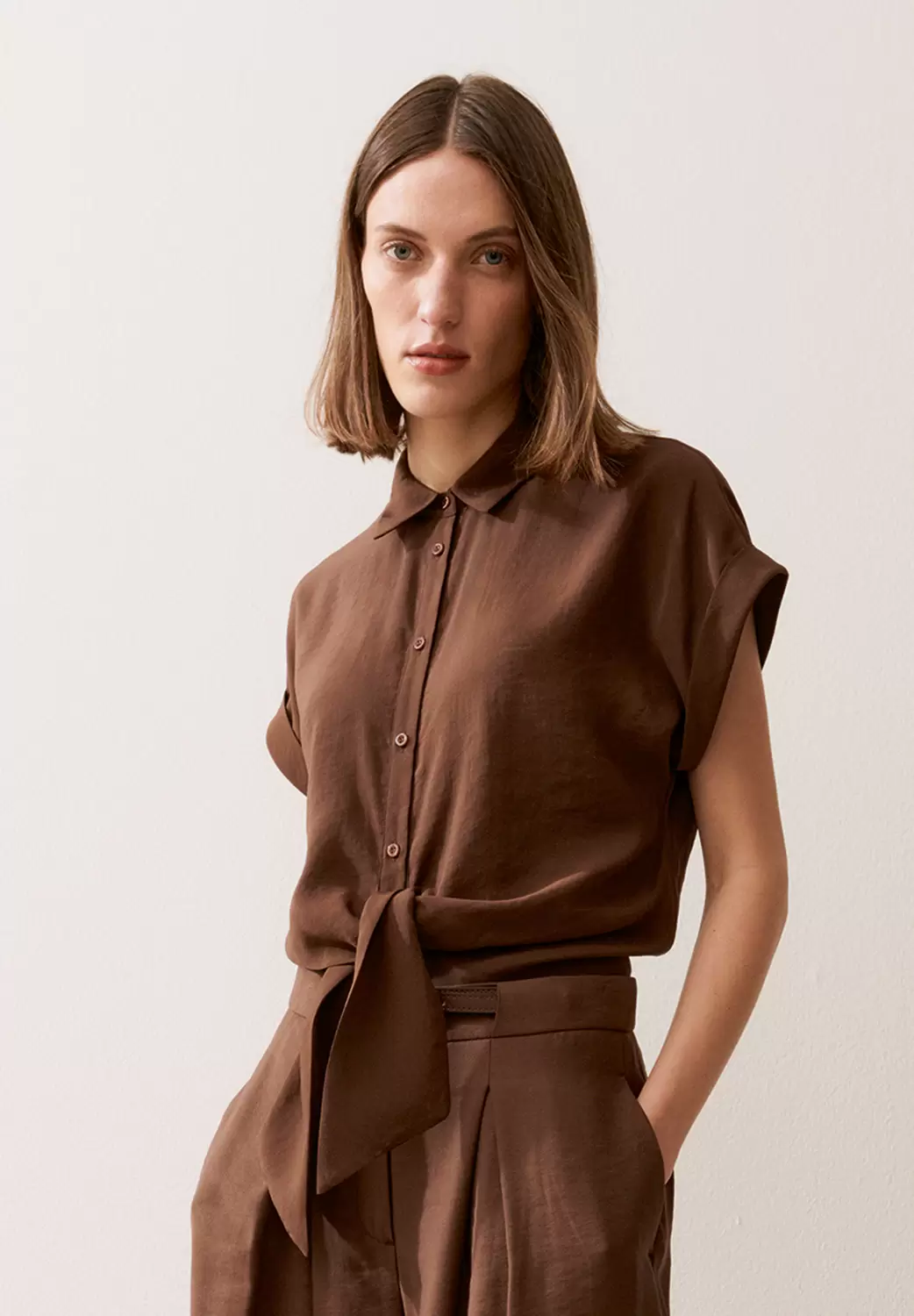 Modal Blend Blouse with Knot Detai