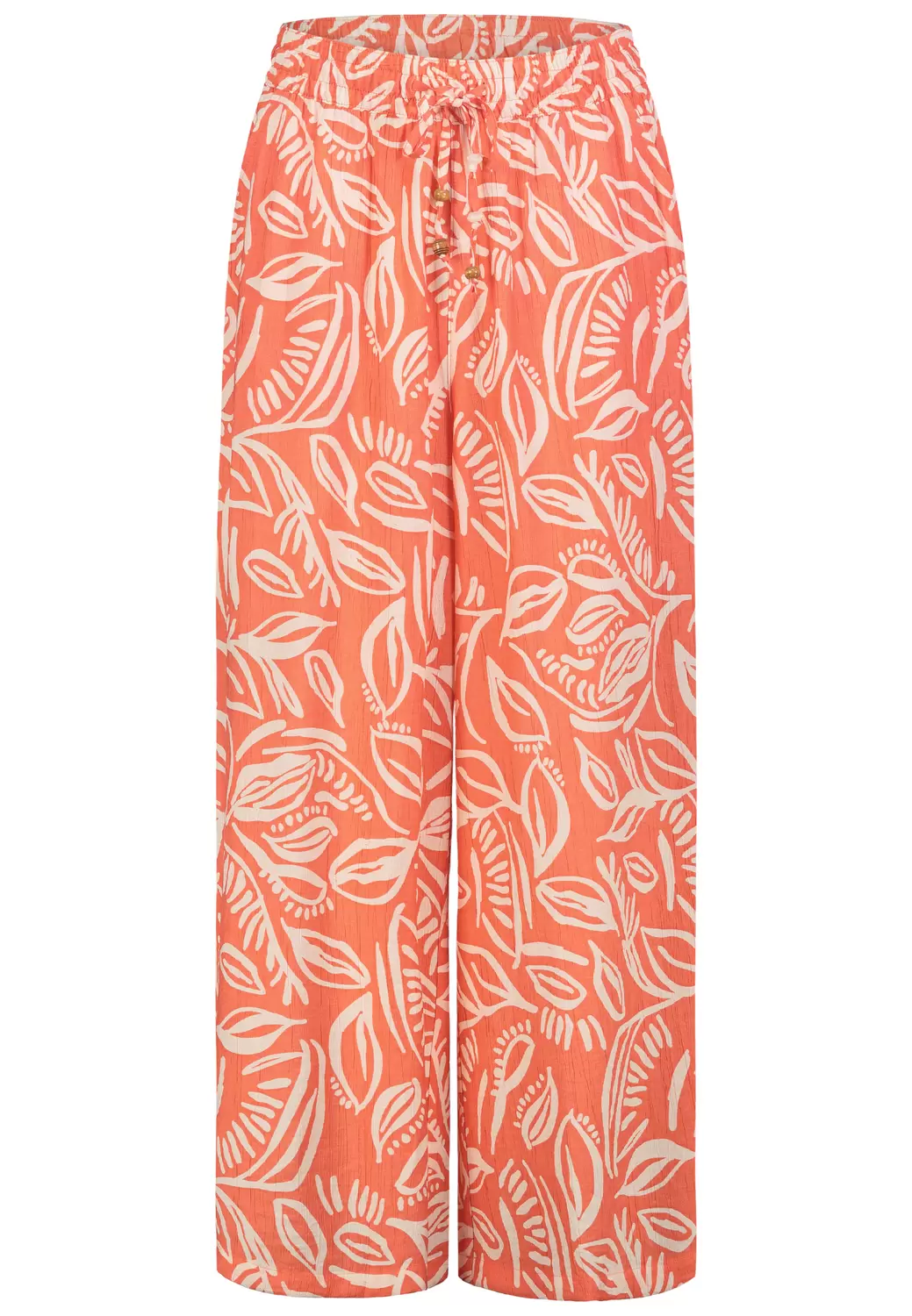 Damen, Hose Non Denim, leaves: shiny coral-offwhite