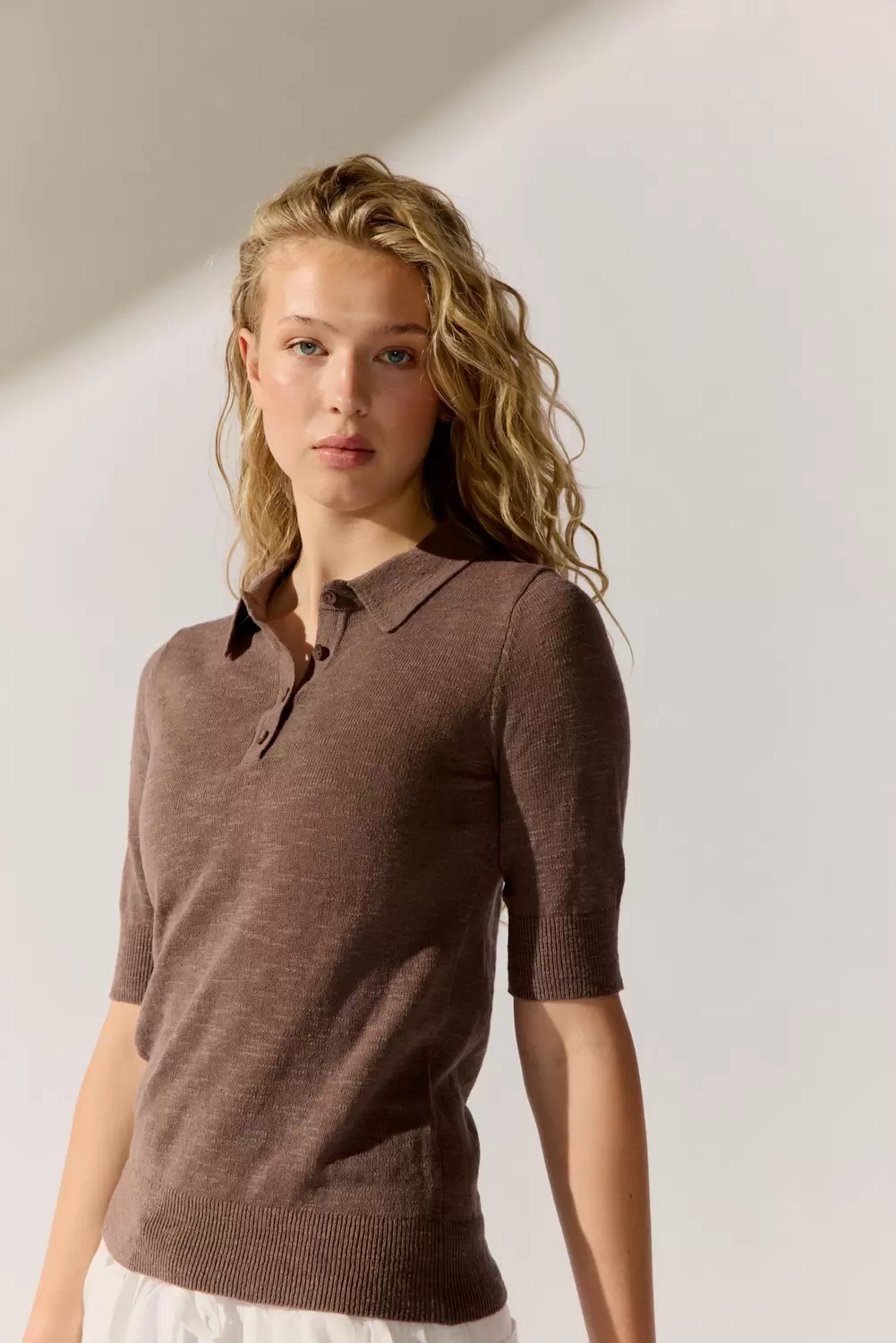 Linen Polo Shirt knitted female