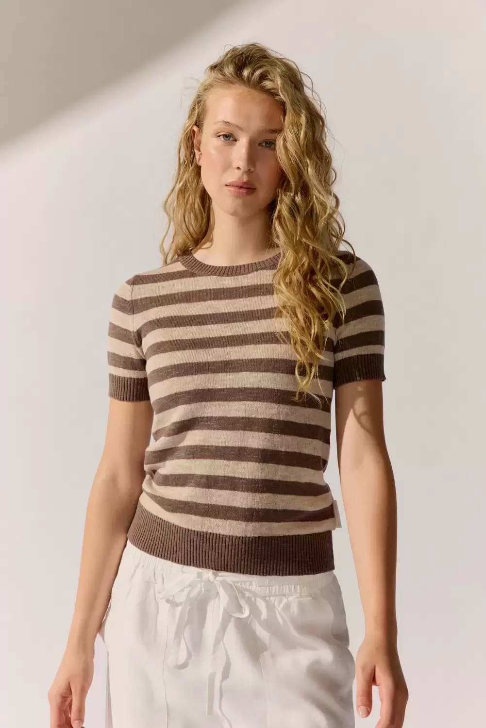 Linen T-Shirt striped knitted