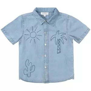 Kn.-Jeanshemd. 1/2 Arm - 641/LIGHT BLUE DENIM
