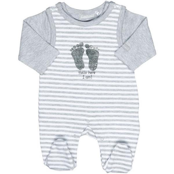 Strampler+Shirt - 813/RINGEL GRAU MEL/WEIS