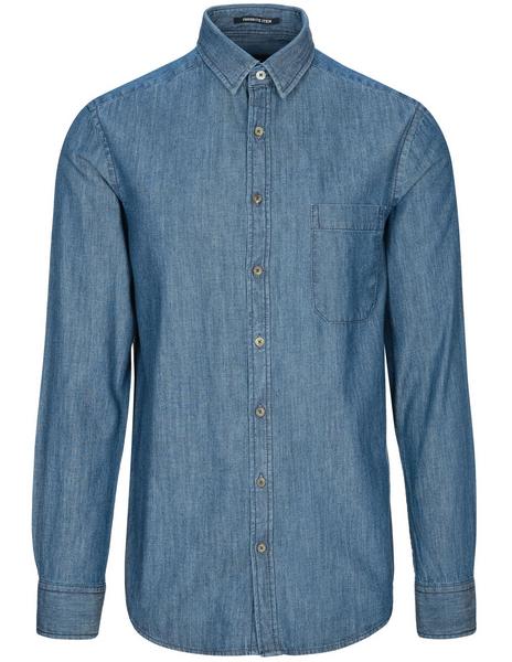 He.-Jeanshemd 1/1 - 645/DARK DENIM BLUE