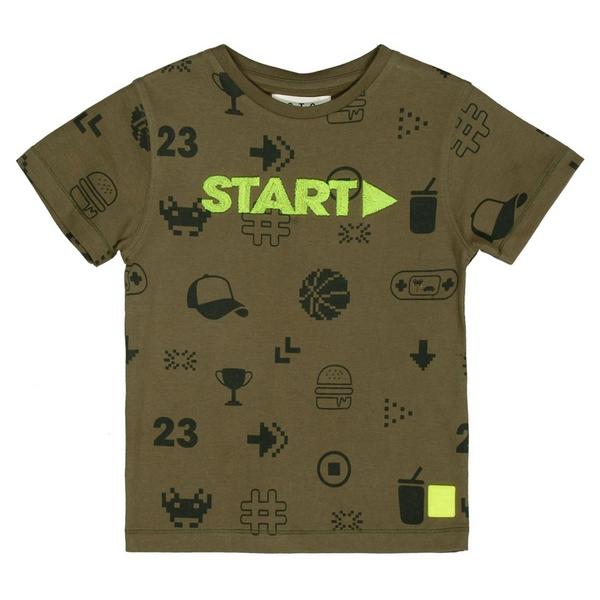 Kn.-T-Shirt - 500/OLIVE-AOP