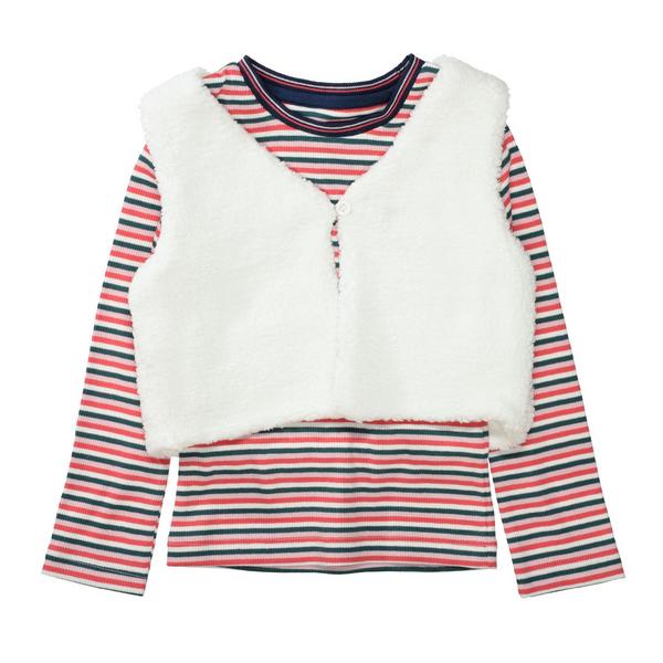 Md.-Shirt + Weste - 407/RED-STR/OFFWHITE