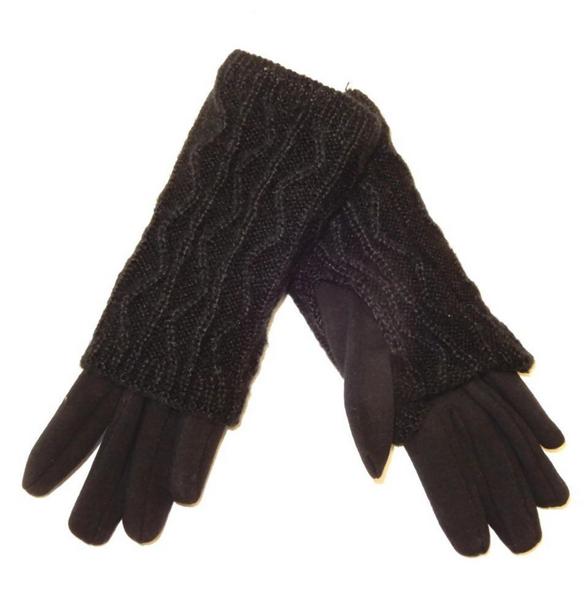 Handschuh m. Strickstulpe - 900/SCHWARZ