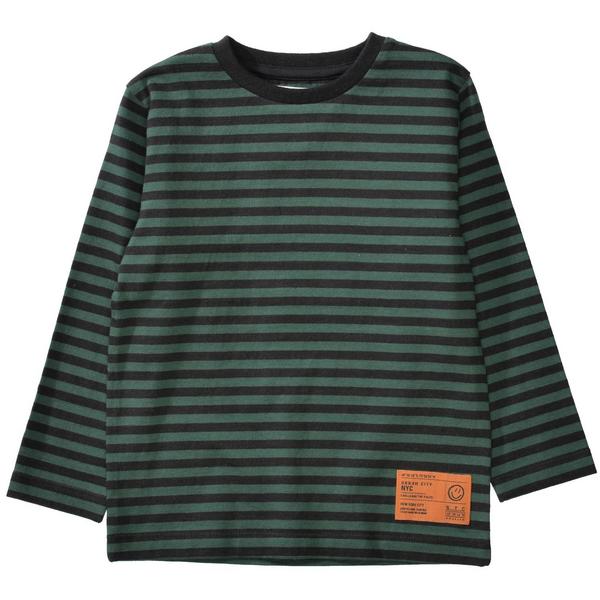 Kn.-Shirt, Streifen - 508/DARK GREEN-STR
