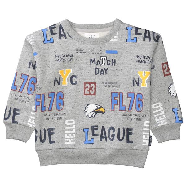 Kn.-Sweatshirt, oversized - 808/GREY MEL-AOP