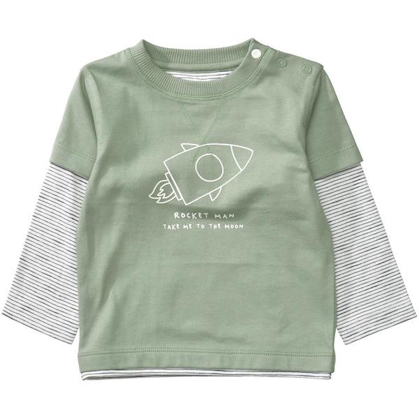 Kn.-Shirt mit Doppeloptik - 523/FOGGY GREEN