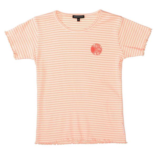 Md.-T-Shirt, Streifen - 411/NEON PEACH-STR