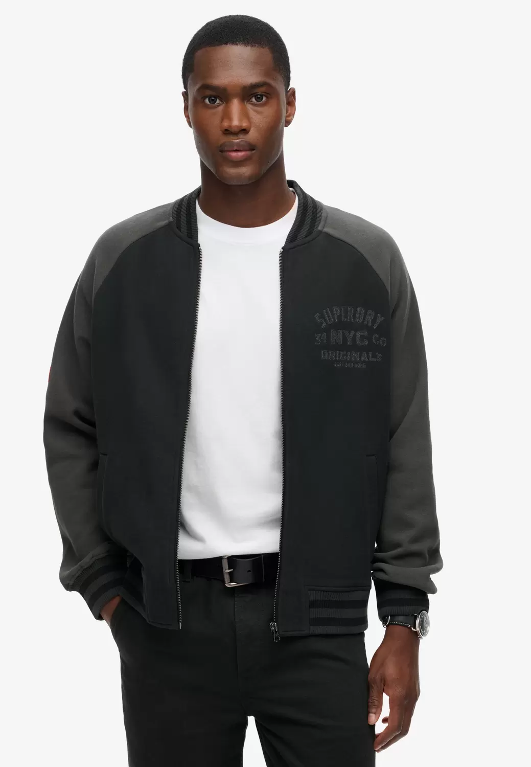 College Bomberjacke aus Jersey mit Grafik