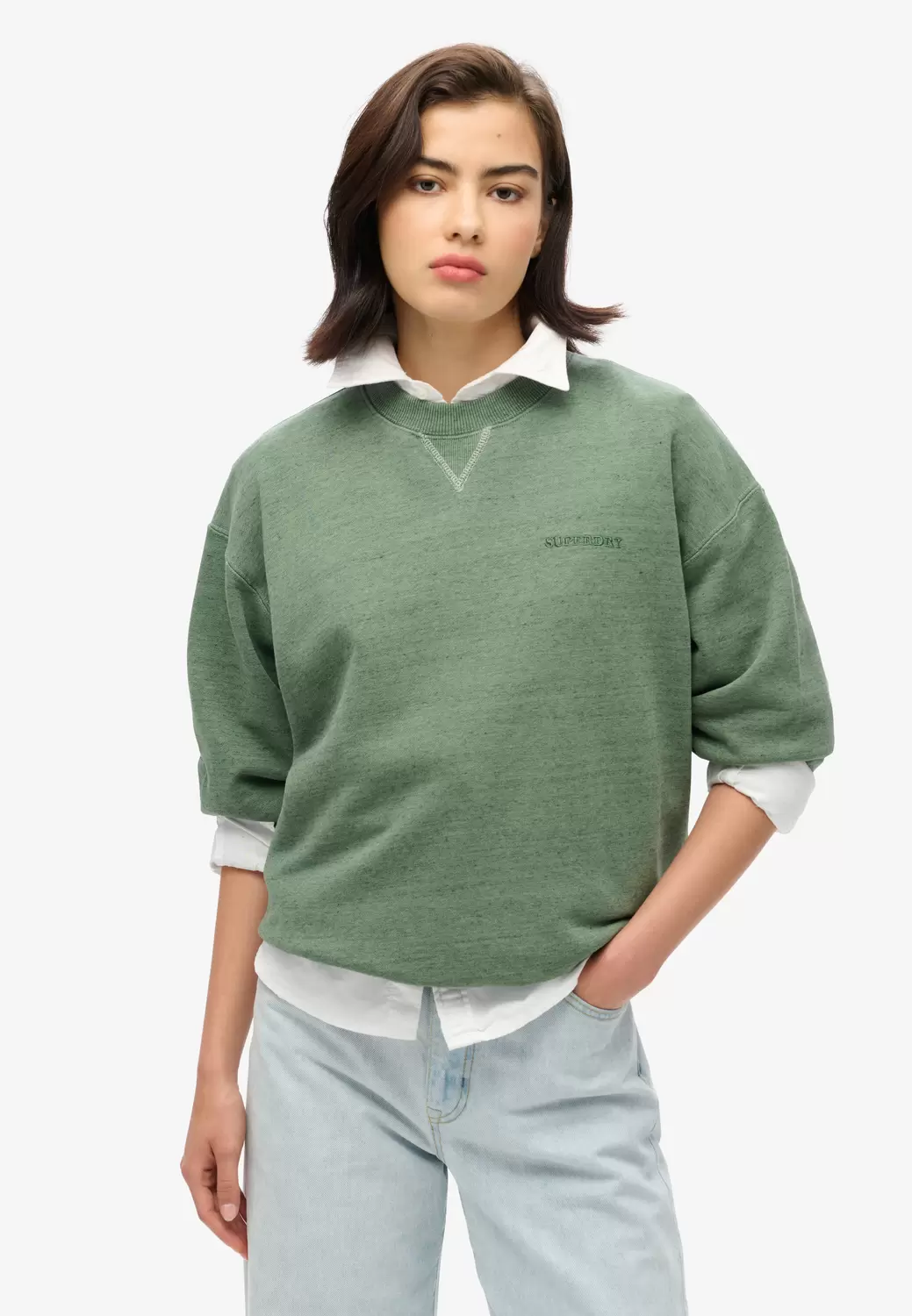 Überfärbtes Essential Sweatshirt mit Logo