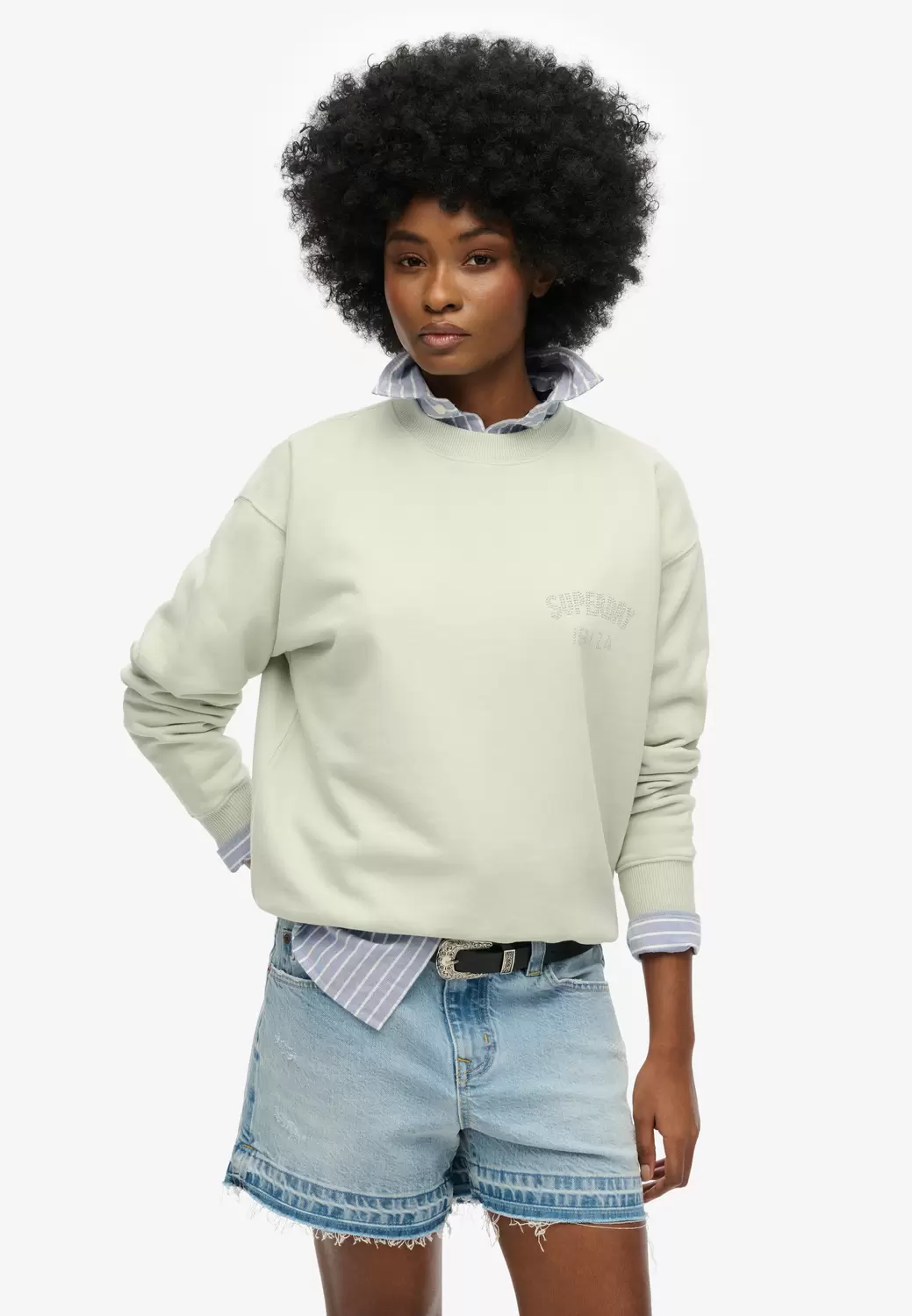 Lockeres Sport Luxe Sweatshirt mit Rundhalsausschnitt