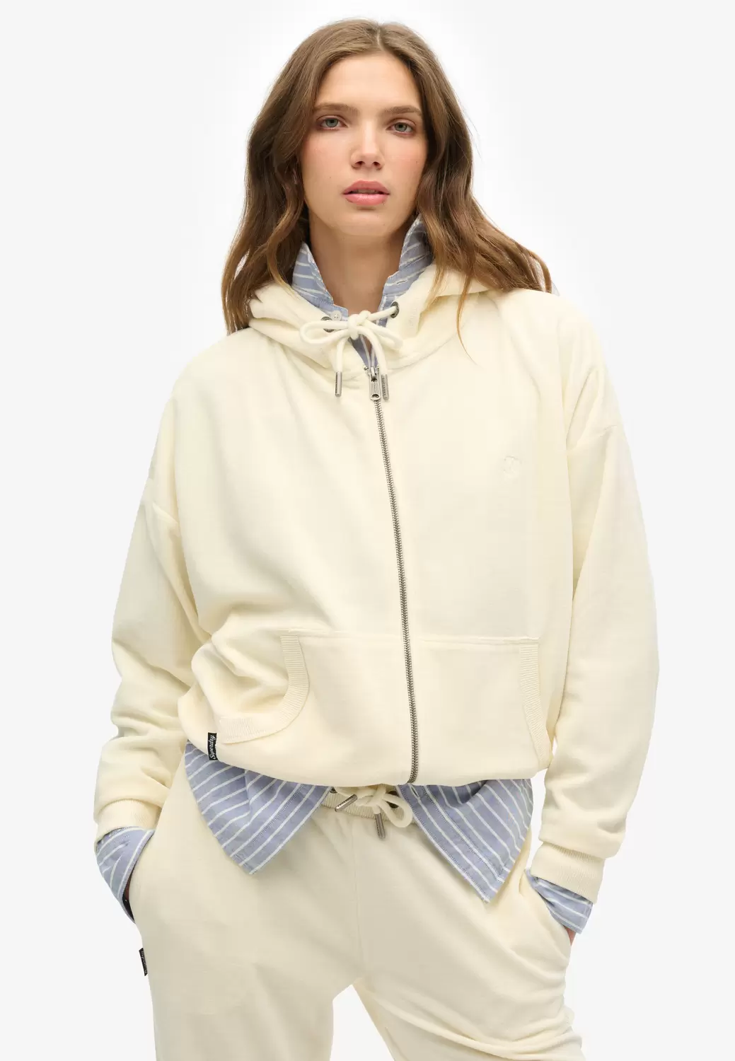 Velours-Kapuzenjacke