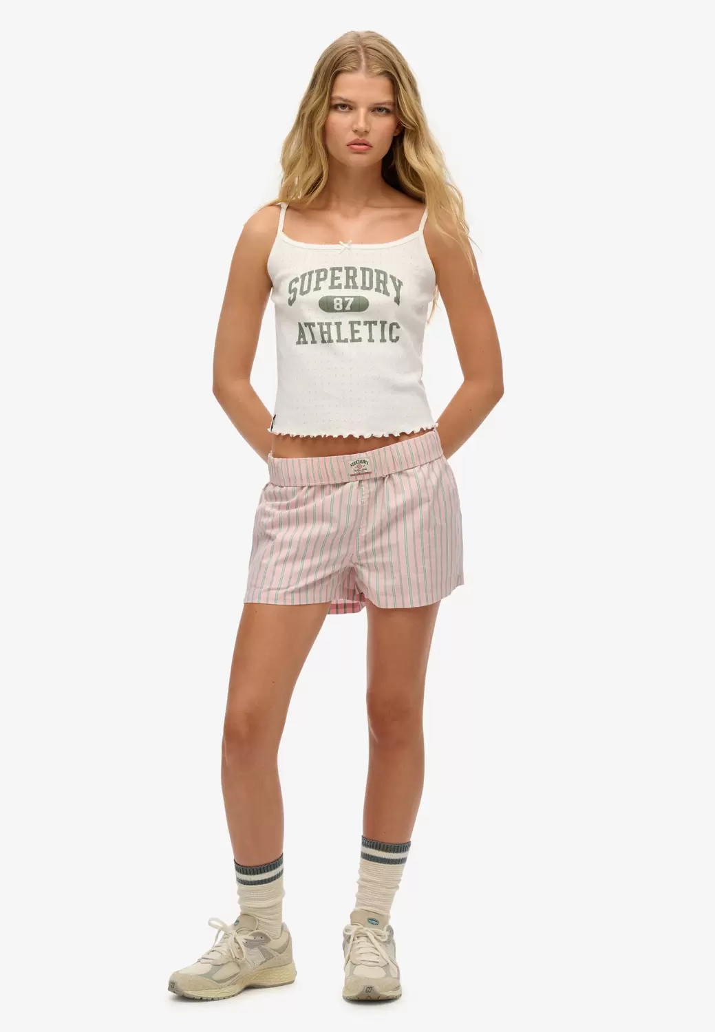 Gestreifte, elastische Shorts aus Bio-Baumwolle