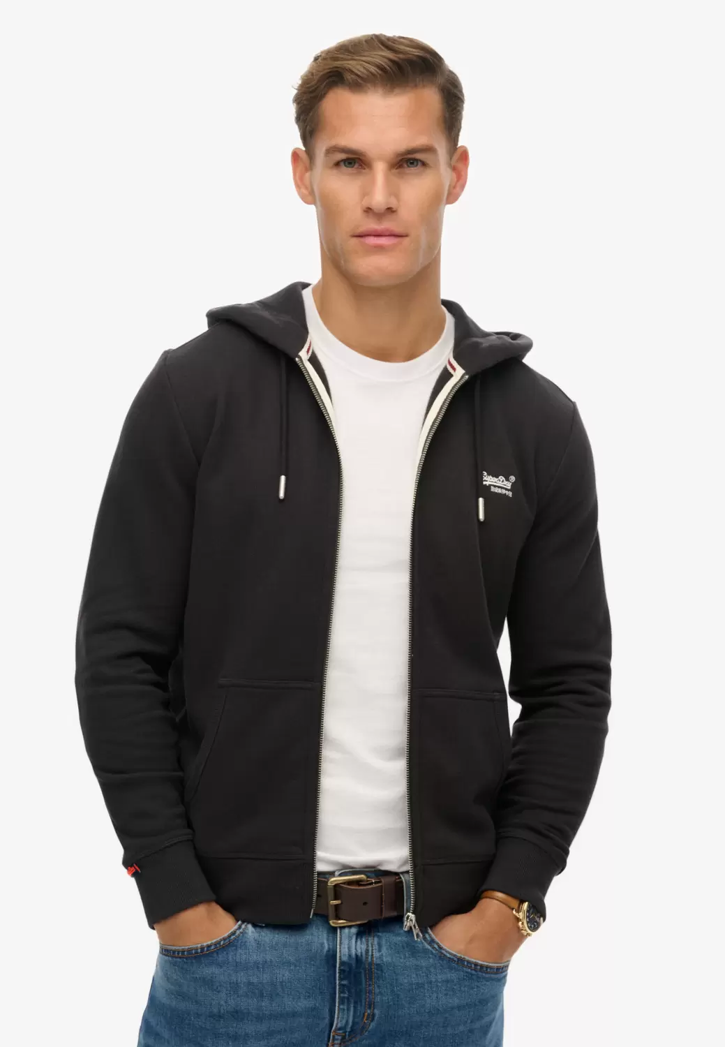Essential Logo Zip-Hoodie mit Halbfleece