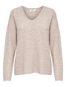 ONLCAMILLA V-NECK L/S PULLOVER KNT, Pumice Stone/MELANGE