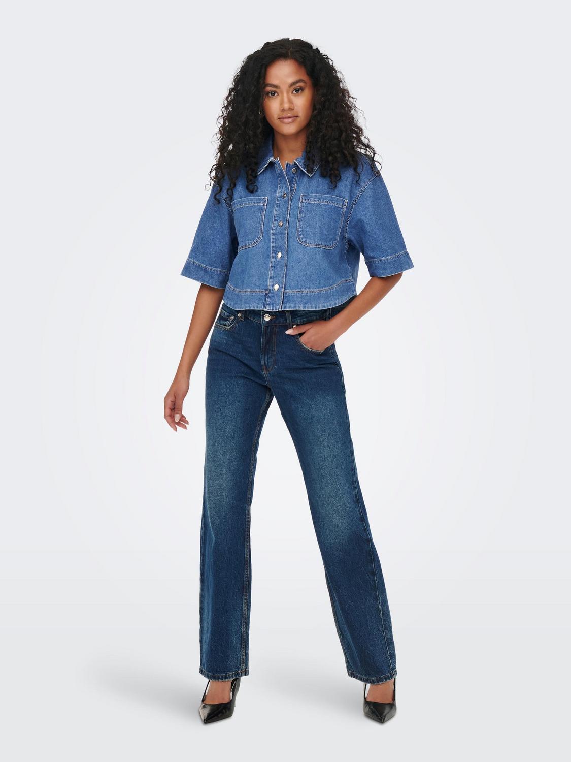 Only Onlcleo Life Ss Crop Dnm Shirt Pim