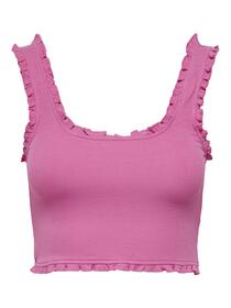 ONLBELIA S/L CROPPED FRILL TOP CS JRS
