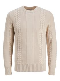 JCOGRID CABLE KNIT CREW NECK - 176631/Moonbeam