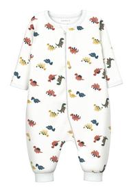 NBMNIGHTSUIT ZIP BRIGHT WHITE DINO NOOS