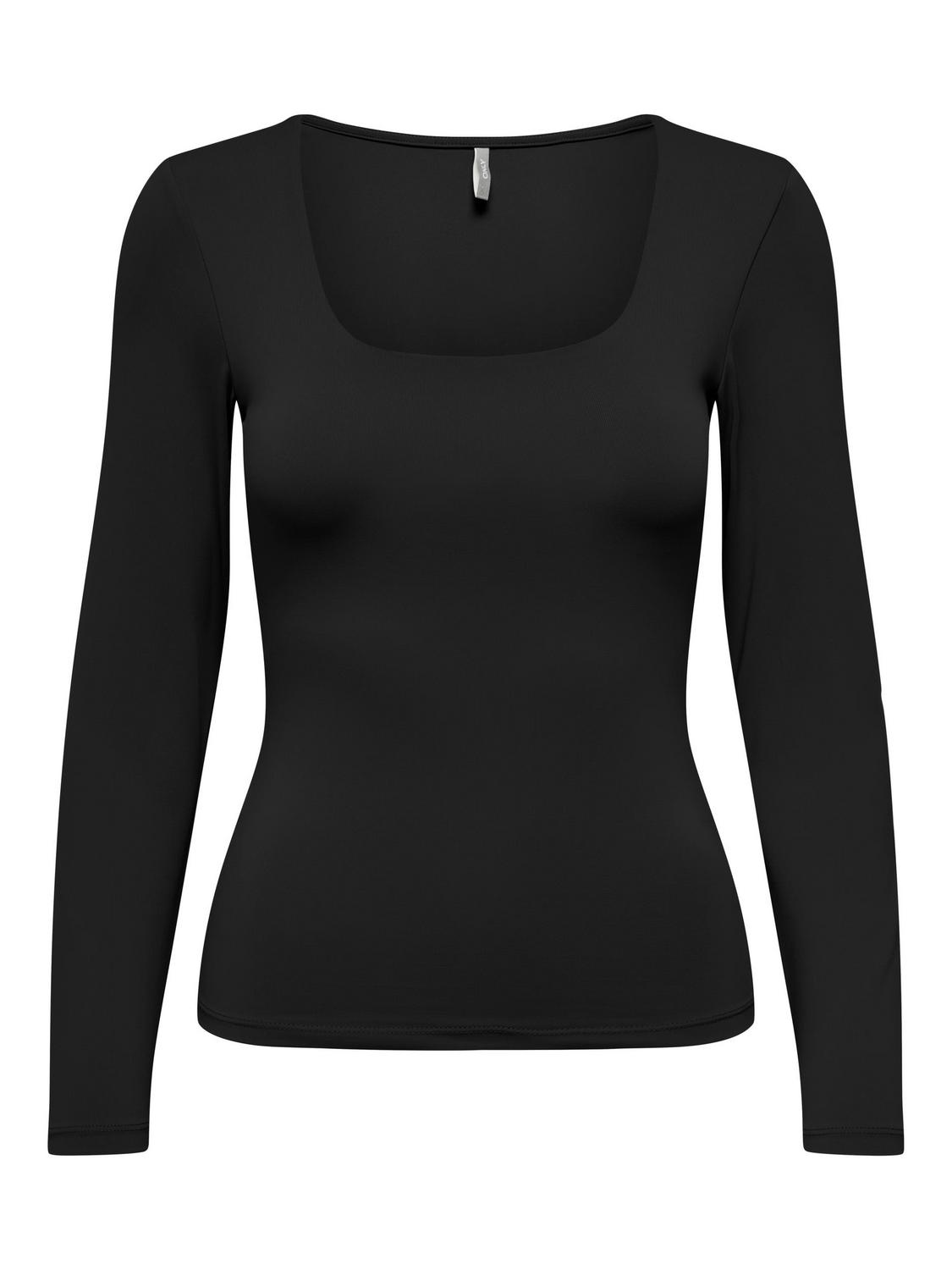 ONLEA L/S 2-WAY DEEP NECK TOP JRS N female