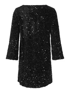 VIFAITH V-NECK L/S SEQUIN DRESS/VOL