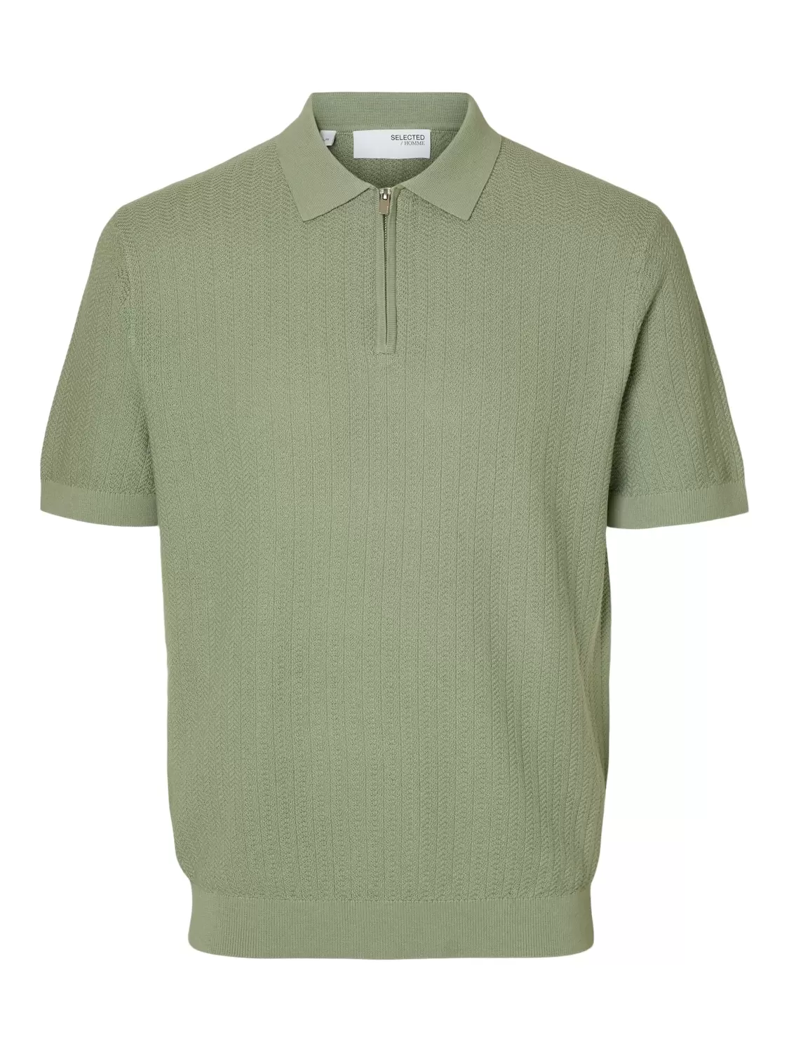 SLHCRAN SS KNIT STRUCTURE HALF ZIP POLO