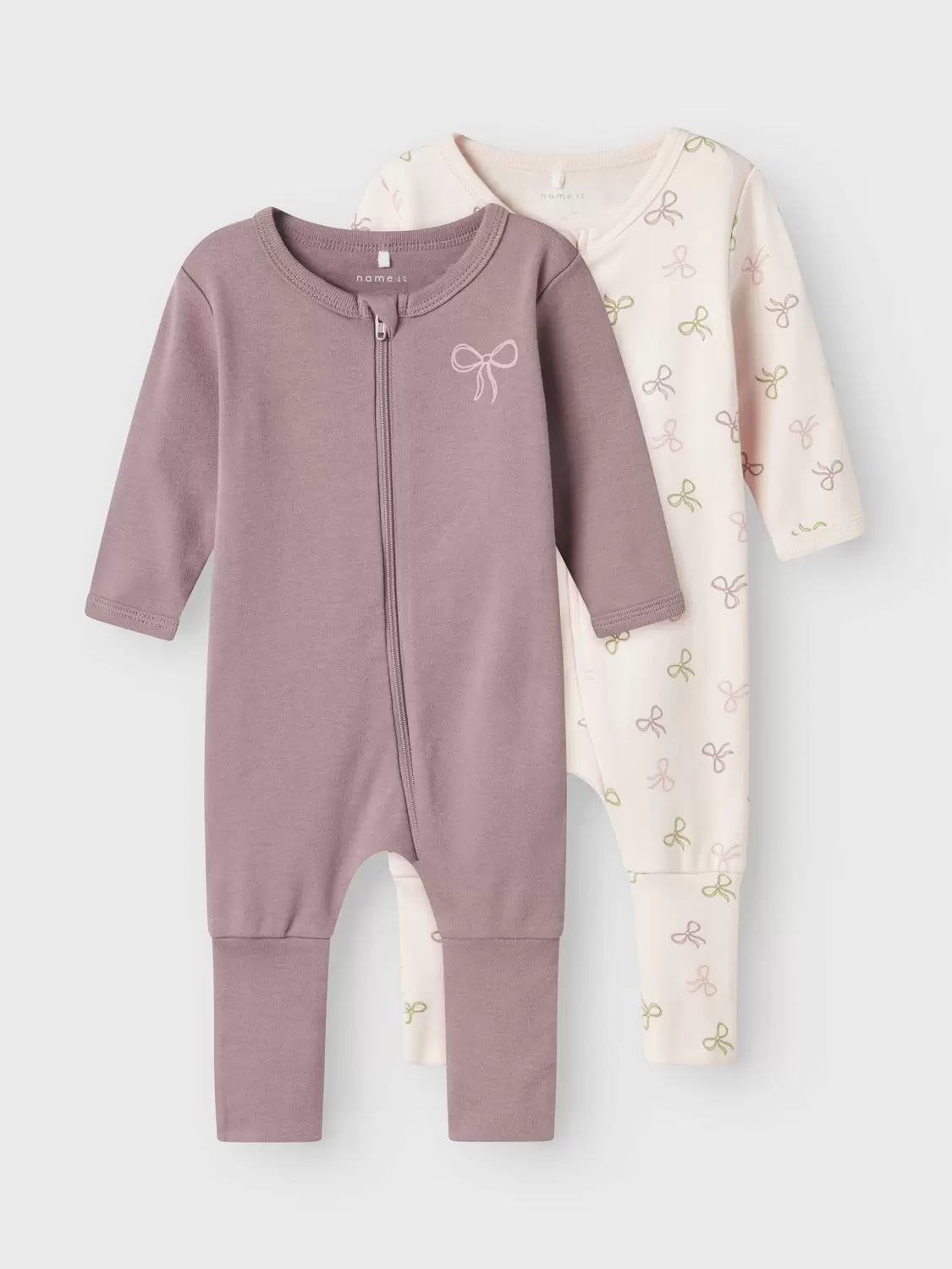 NBFNIGHTSUIT 2P ZIP FF PINK BOW NOOS