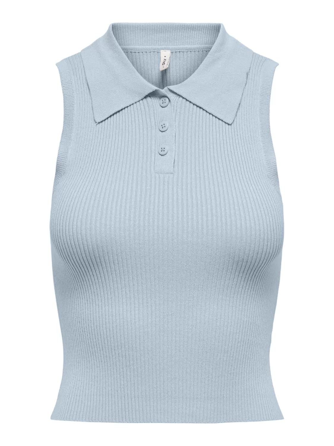 Only Gestricktes Oberteil Mit Polokragen - Hellblau