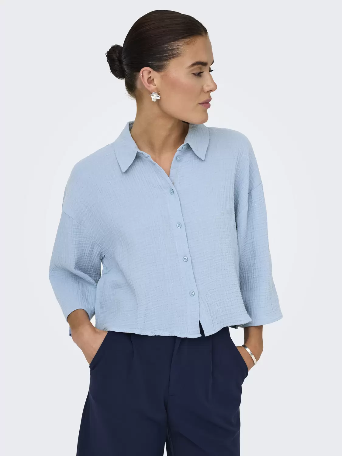 Jacqueline De Yong Damen Top 2/4 Ärmel - Elegantes Oberteil Mit V-Ausschnitt