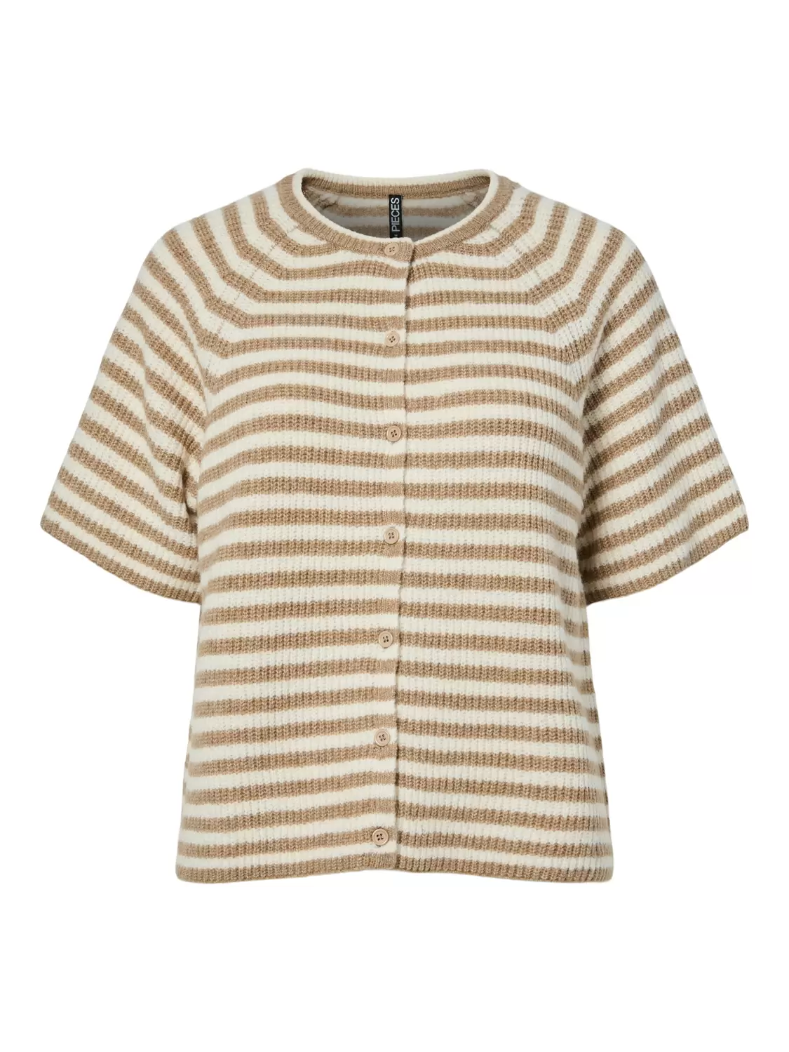 PCMALOU SS O-NECK STRIPE CARDIGAN P female