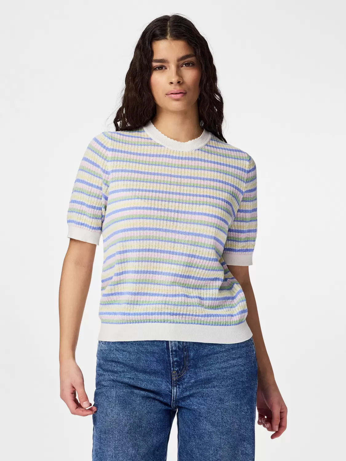 PCDIANA SS O-NECK STRIPE KNIT PWP female