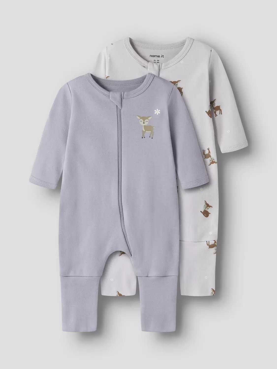 NBFNIGHTSUIT 2P ZIP FF LILAC DEER NOOS