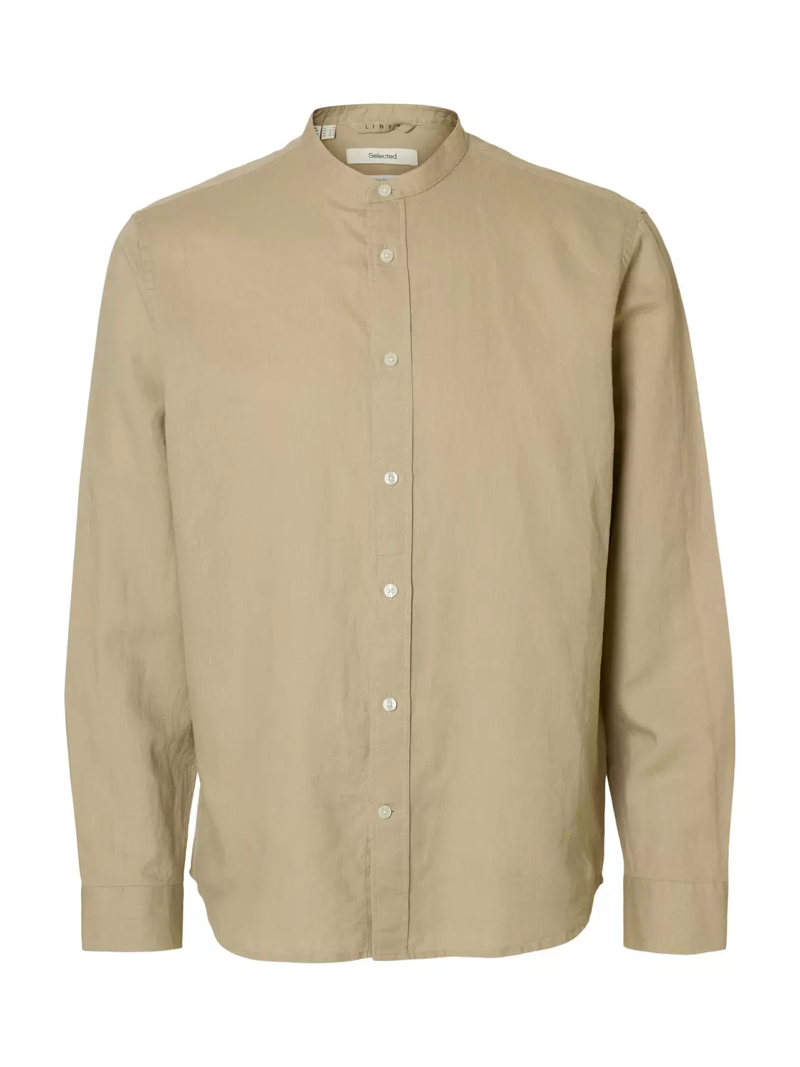 SLHREGCLAY LINENBLEND LS SHIRT BAND NOOS